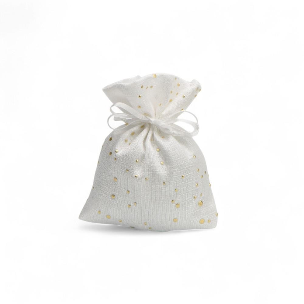 SACCHETTO 10X13CM BIANCO CON POIS